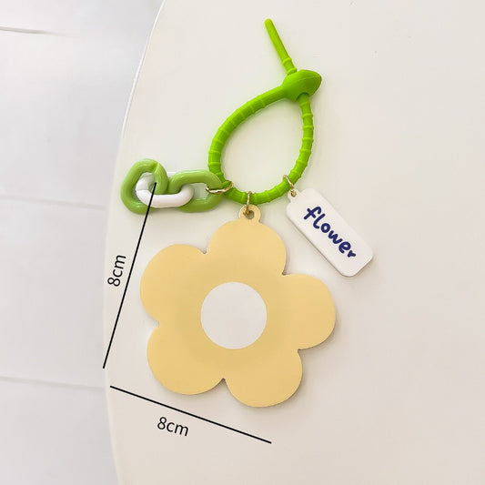 Plaid Print Frame Decor Compact Mirror Keychain