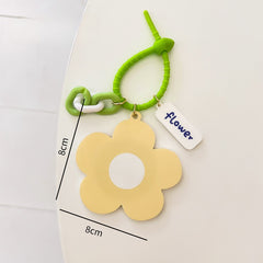 Plaid Print Frame Decor Compact Mirror Keychain