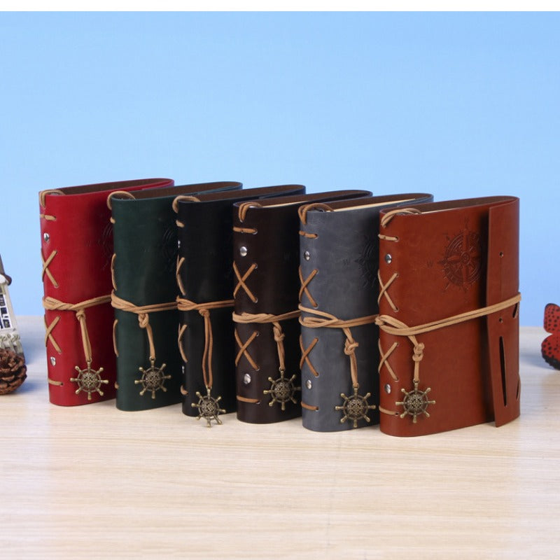 Retro Pirate Faux Leather Loose leaf Notepad - Small & Portable Journal Book