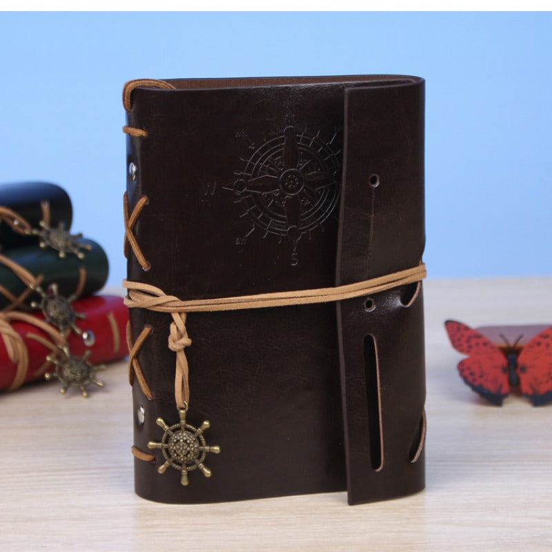 Retro Pirate Faux Leather Loose leaf Notepad - Small & Portable Journal Book