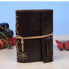 Retro Pirate Faux Leather Loose leaf Notepad - Small & Portable Journal Book