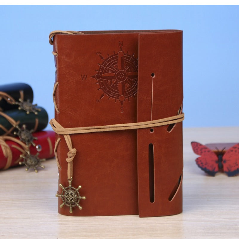 Retro Pirate Faux Leather Loose leaf Notepad - Small & Portable Journal Book