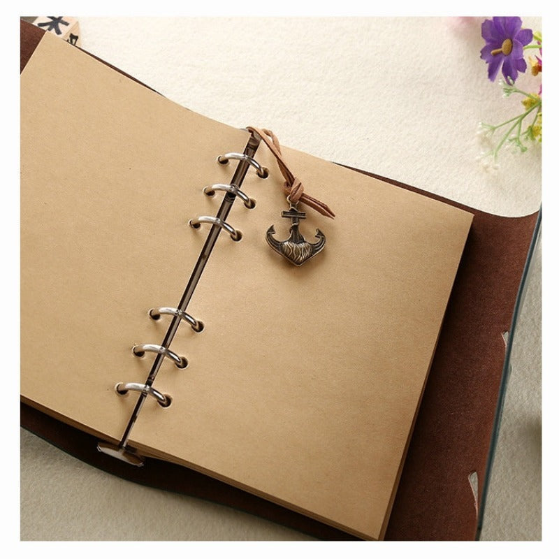 Retro Pirate Faux Leather Loose leaf Notepad - Small & Portable Journal Book