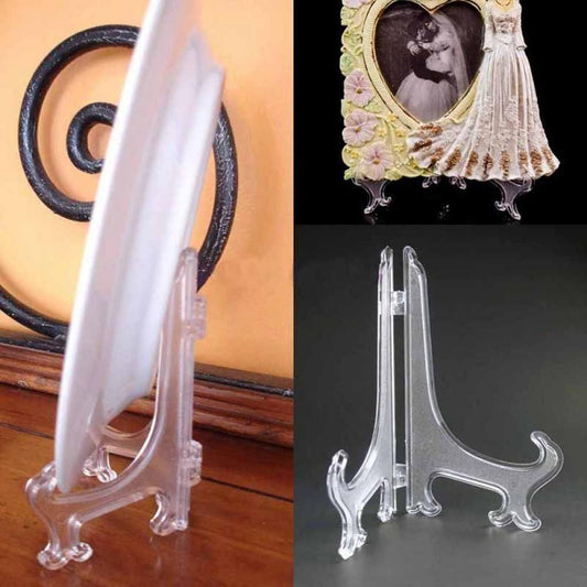Clear Plastic Plate Display Stand Picture Frame Easel Holder 7.62-22cm