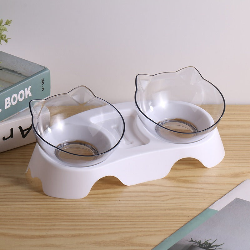 Cat Ear Pet Double Bowl Automatic Water Feeder for Cat Food Dog Basin