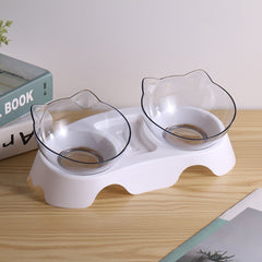 Cat Ear Pet Double Bowl Automatic Water Feeder for Cat Food Dog Basin