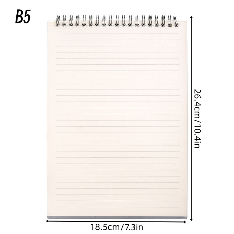 Spiral Hardcover Notebook, PP Cover, Thickened, Horizontal Coil, Water Resistant