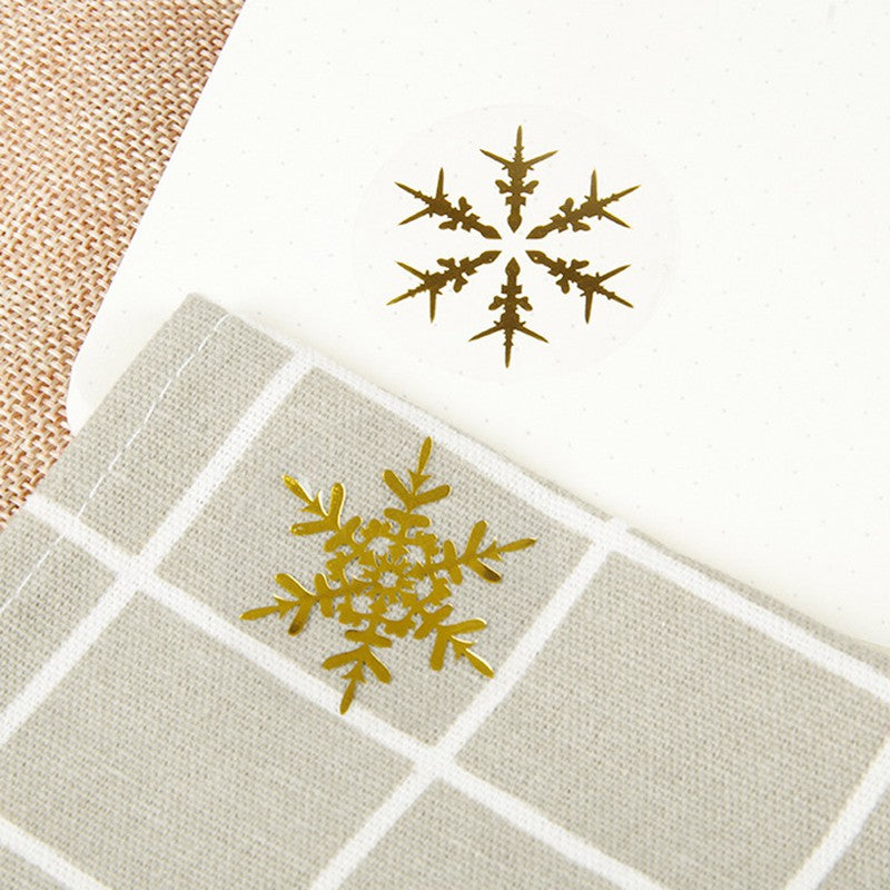 120 Snowflake Golden Transparent PVC Stickers DIY Christmas Labels