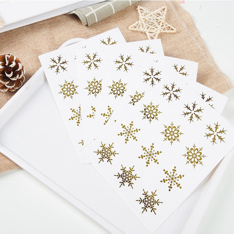 120 Snowflake Golden Transparent PVC Stickers DIY Christmas Labels