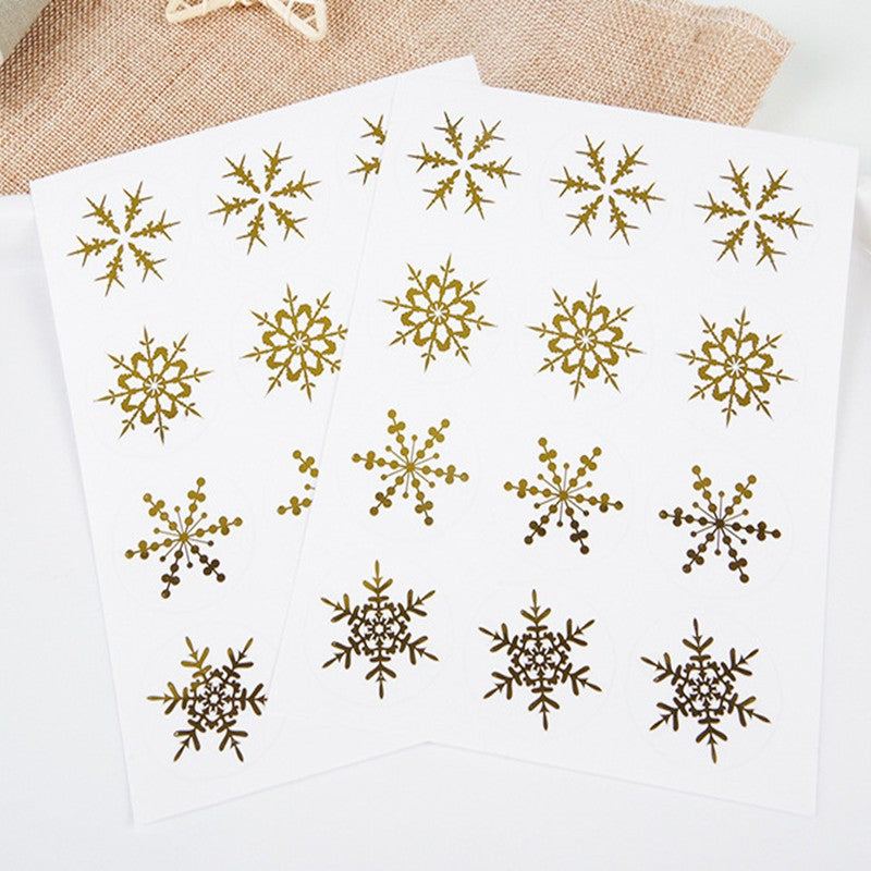 120 Snowflake Golden Transparent PVC Stickers DIY Christmas Labels
