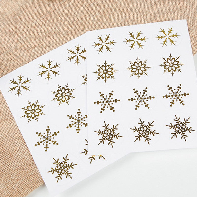 120 Snowflake Golden Transparent PVC Stickers DIY Christmas Labels