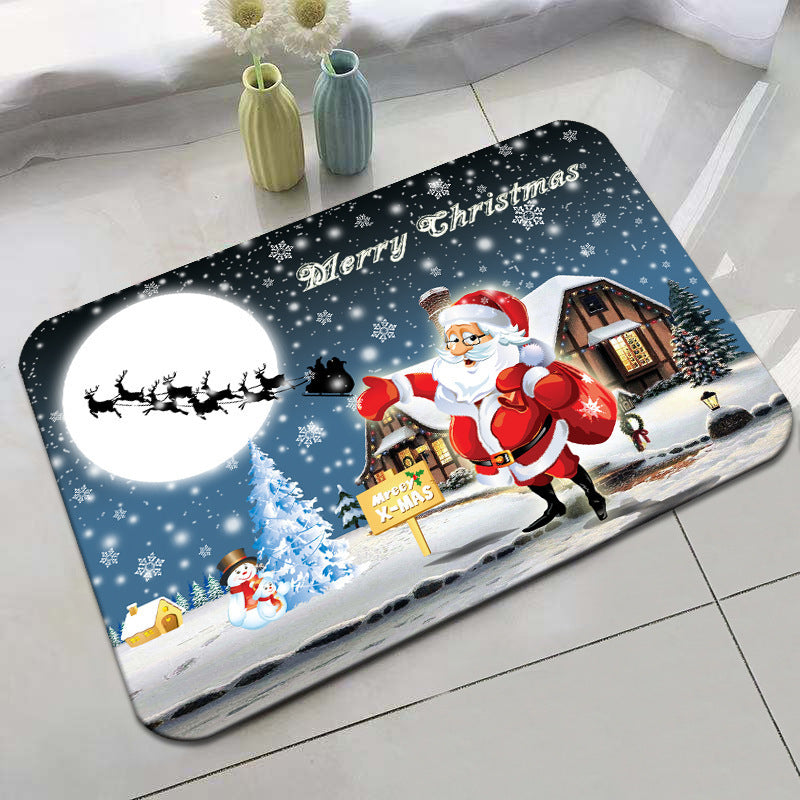 Christmas Bathroom Floor Mat Toilet Non-slip Mat Entry Door Mat