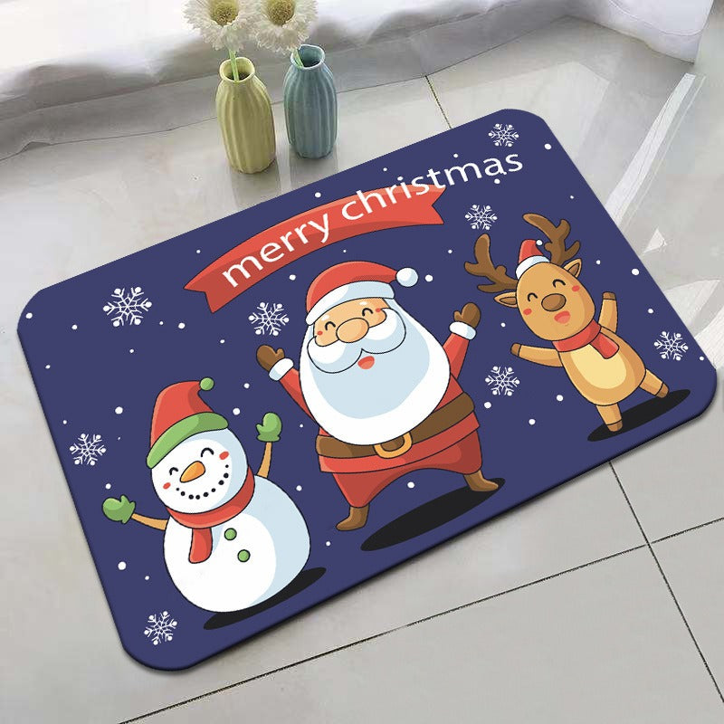 Christmas Bathroom Floor Mat Toilet Non-slip Mat Entry Door Mat
