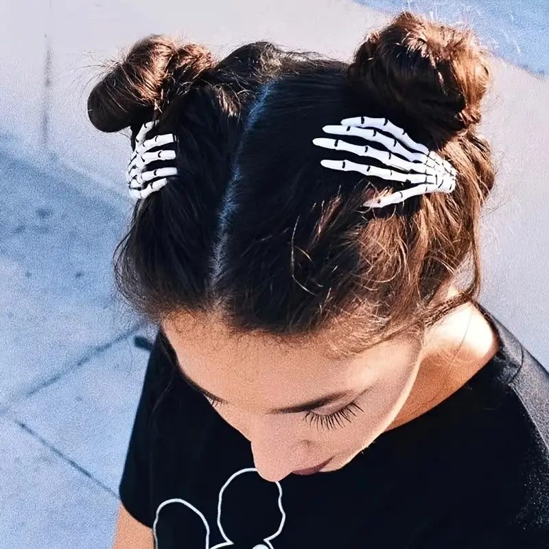 2pcs Skeleton Claws Hair Clips for Halloween Cosplay