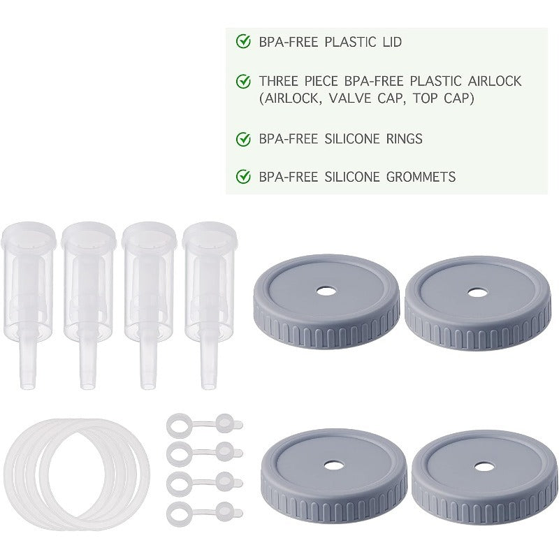 4pcs Plastic Fermentation Lids For Mason Jars Airlock Fermenting Lids Set