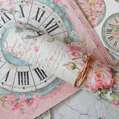 12pcs Large Size Retro Flowers Journal Paper for DIY Background, Gift