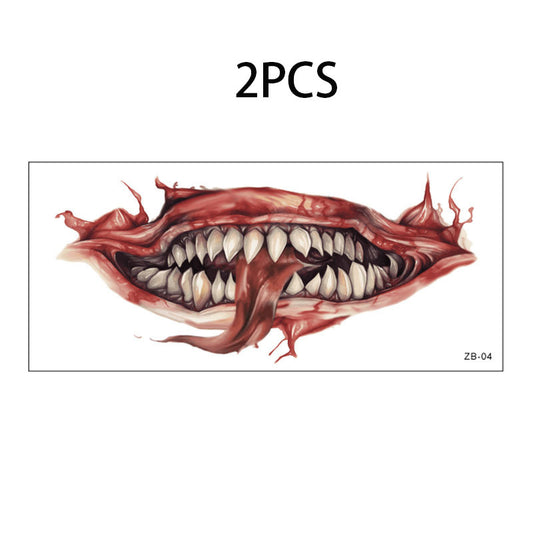 15pc Halloween Prank Makeup Temporary Tattoos Horror Mouth Stickers Role Playing