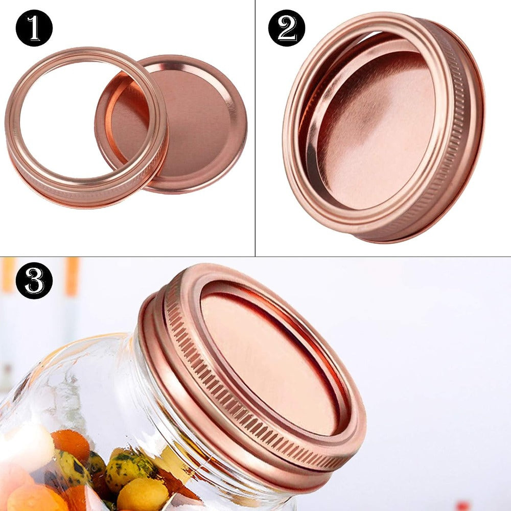 24 Pcs Split Type Leak Proof Mason Jar Lids & Rings - Stainless Steel