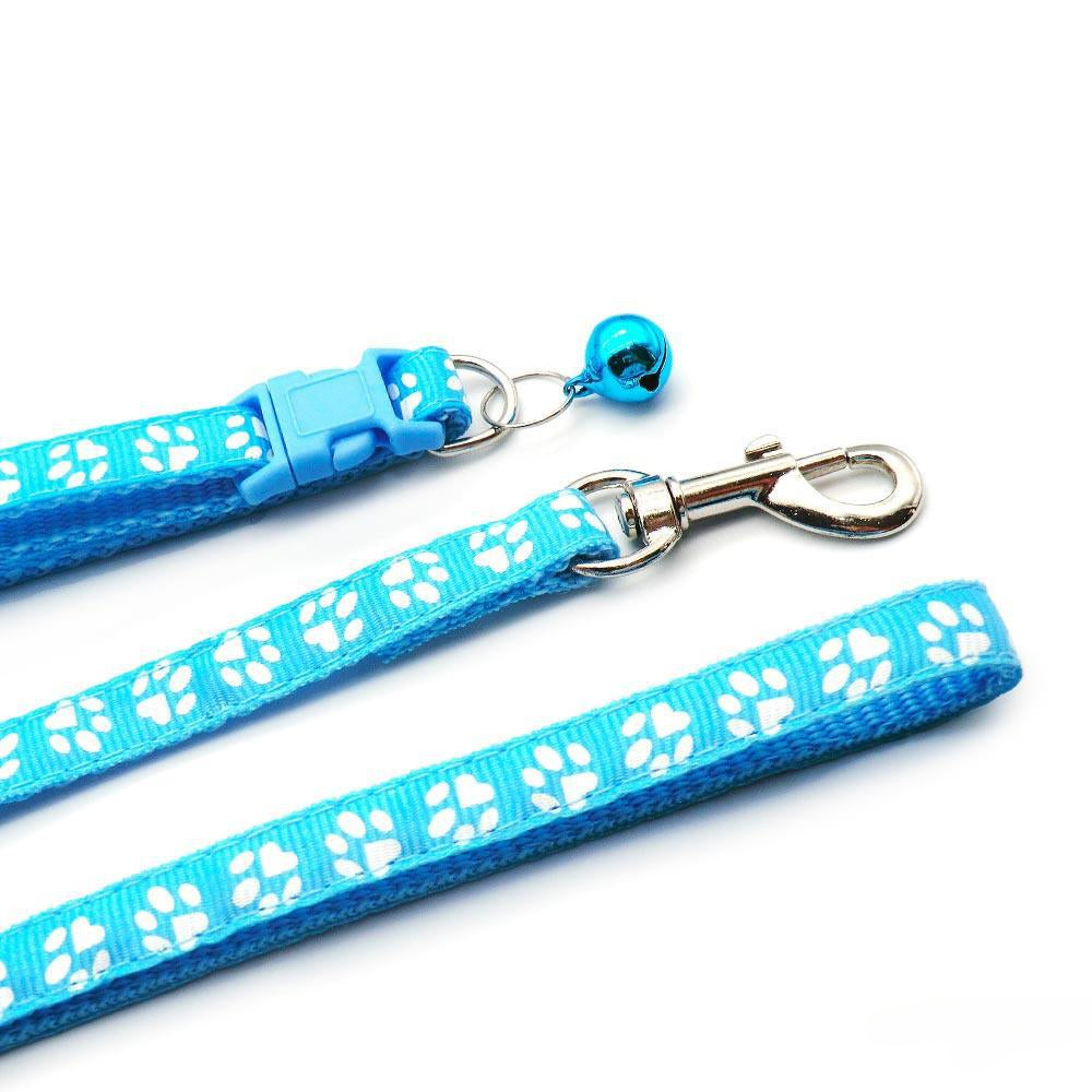 Paw Pattern Pet Collar & Leash Set for Outdoor