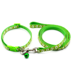 Paw Pattern Pet Collar & Leash Set for Outdoor