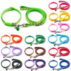 Paw Pattern Pet Collar & Leash Set for Outdoor