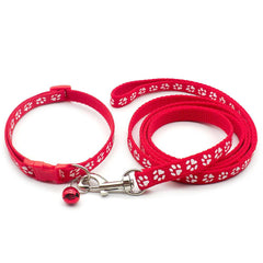 Paw Pattern Pet Collar & Leash Set for Outdoor