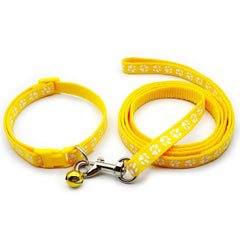 Paw Pattern Pet Collar & Leash Set for Outdoor