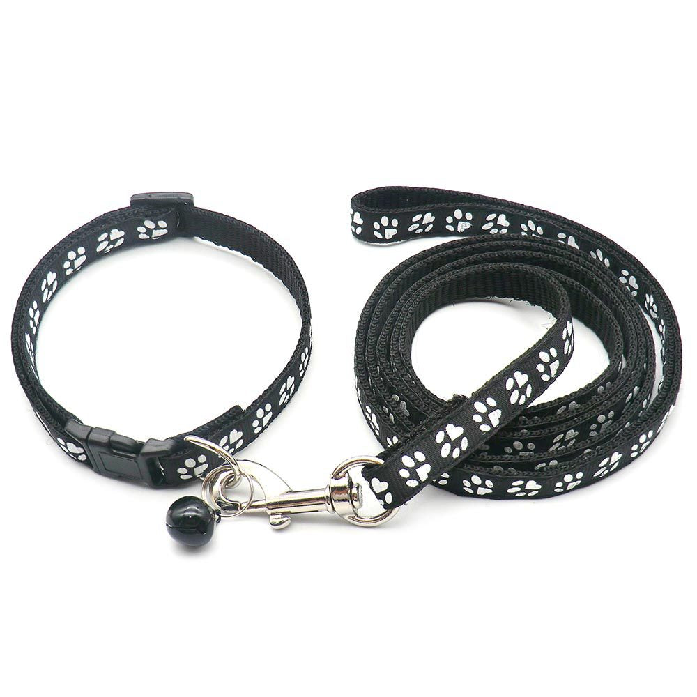 Paw Pattern Pet Collar & Leash Set for Outdoor