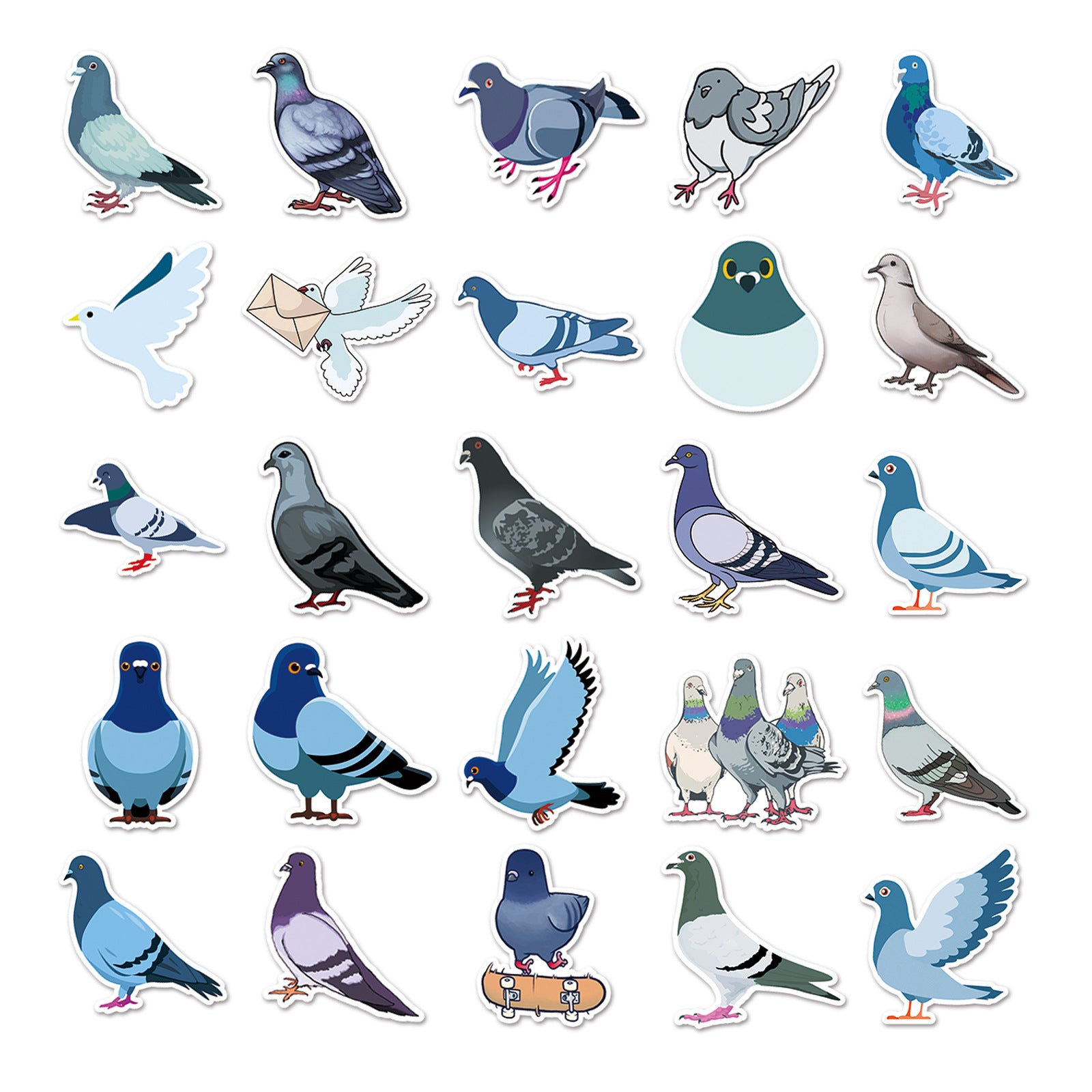 50pcs Waterproof Pigeon Stickers for DIY Room Decoration Cute Gift for Teens