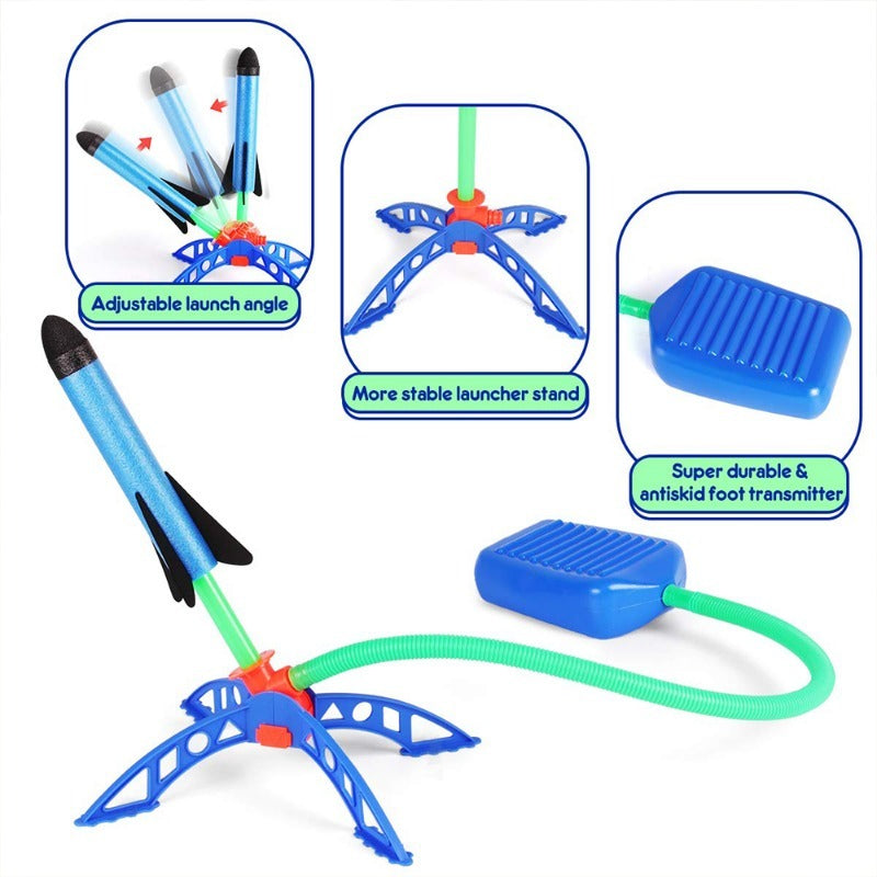 Kids Air Stomp Rocket Foot Pump Launcher Toys Outdoor Child Play Set