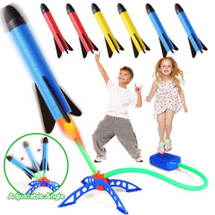 Kids Air Stomp Rocket Foot Pump Launcher Toys Outdoor Child Play Set