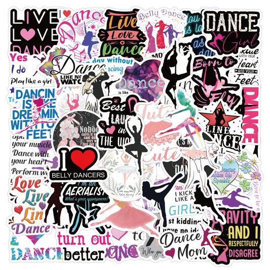 60pcs Cartoon Dance Stickers Dance Party Favors Waterproof Vinyl Stickers