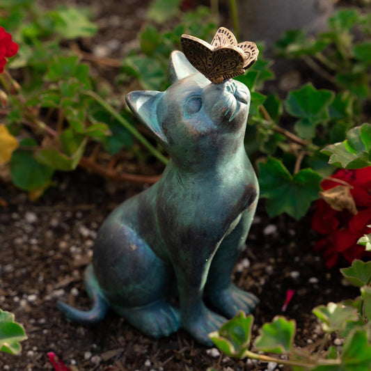 Cat With Butterfly Resin Ornament Decoration