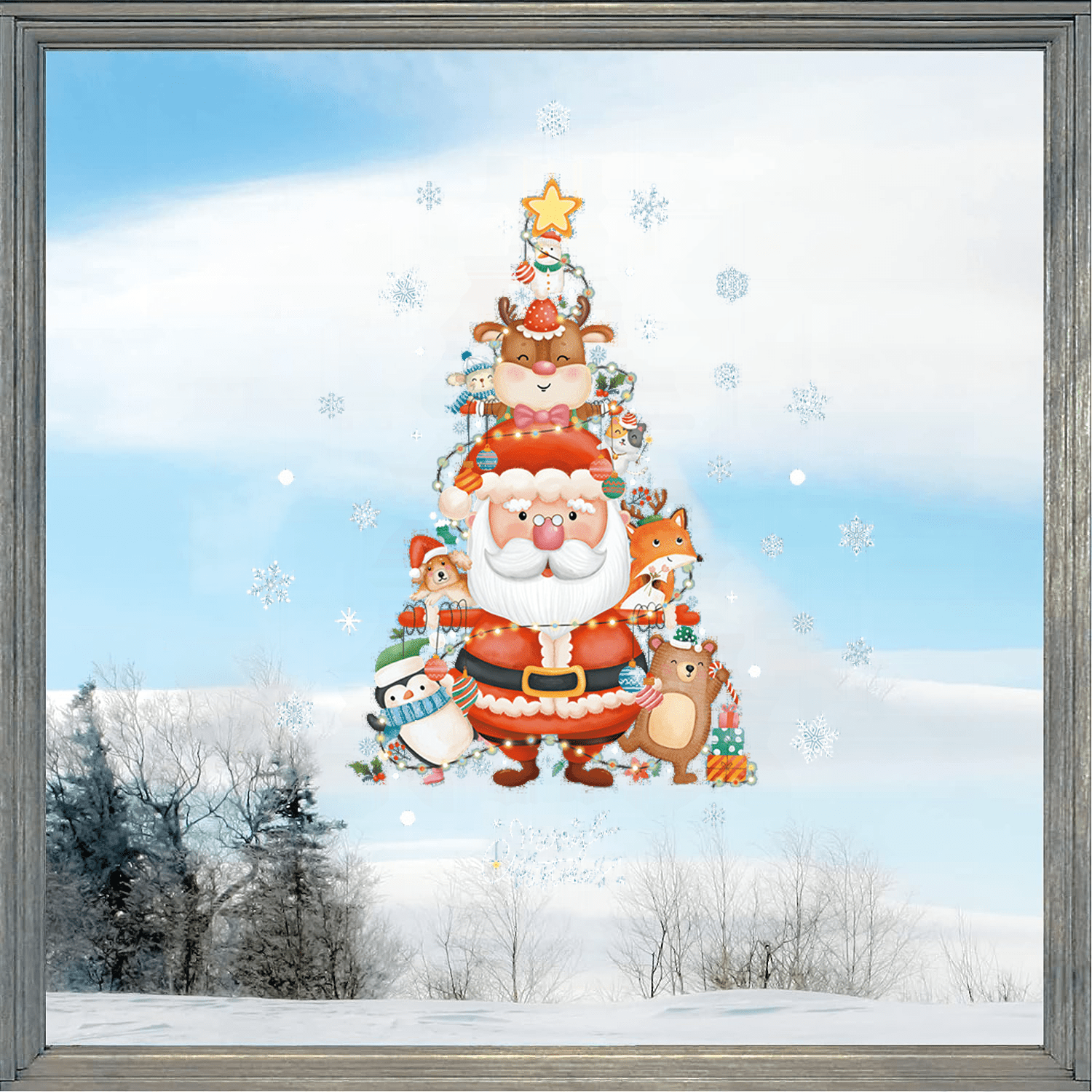 Christmas Tree Snowflake Santa Claus Sticker