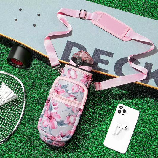 Water Bottle Storage Bag Cup Sleeve with Adjustable Strap