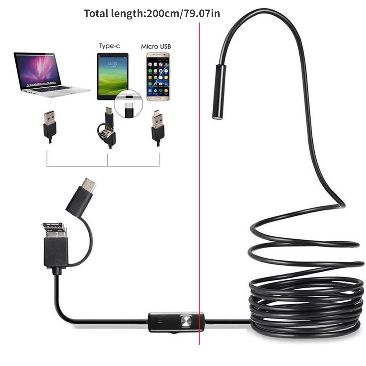 7mm Endoscope Camera 1.5m Lens Android Computer Type c USB