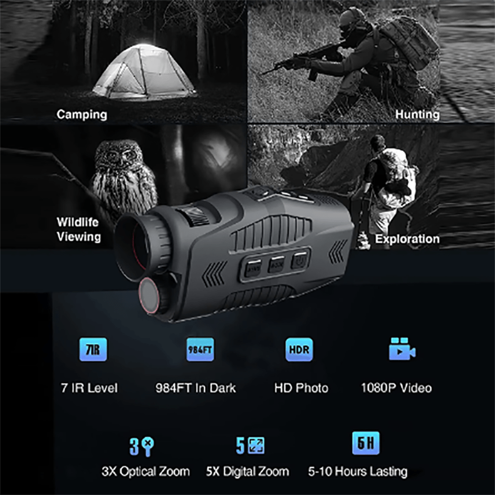 Night Vision Monocular Waterproof Video Recording Telescope