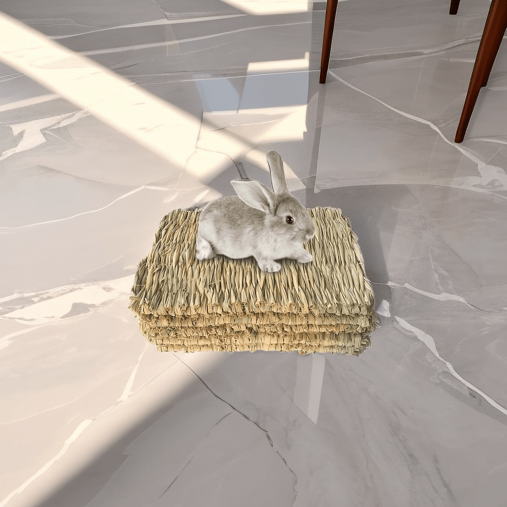 3pcs Rabbit Grass Mats Natural Straw Woven Bed for Small Animal Cages