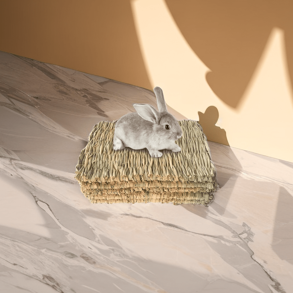3pcs Rabbit Grass Mats Natural Straw Woven Bed for Small Animal Cages