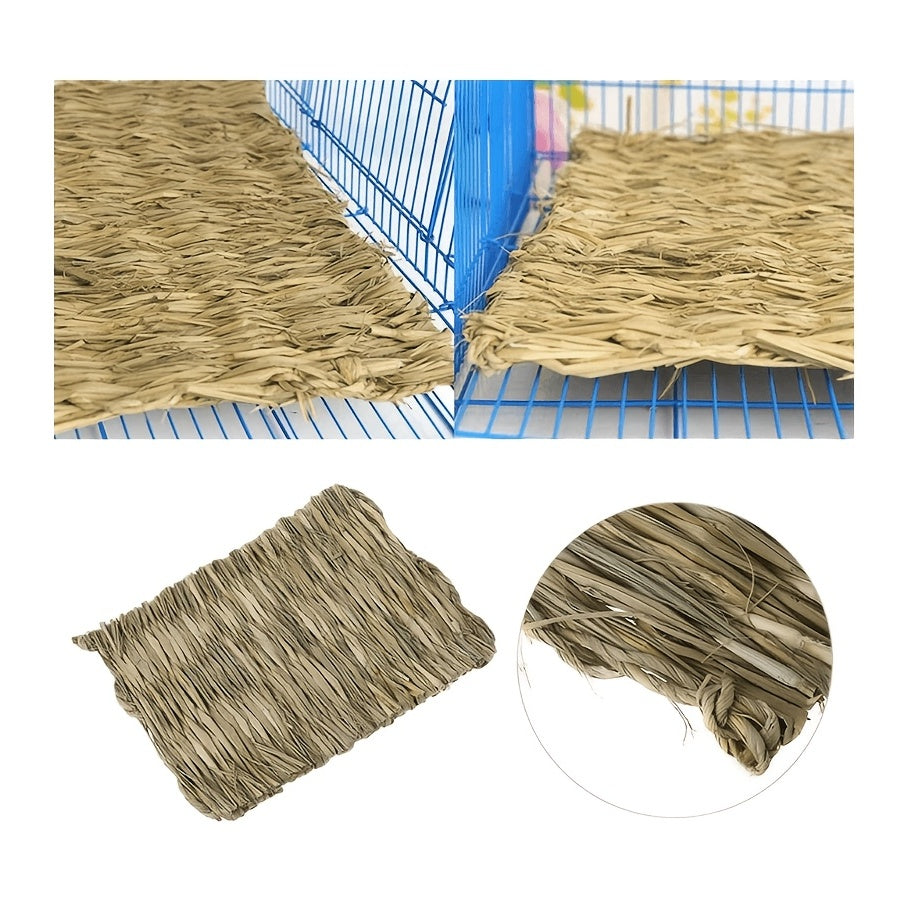 3pcs Rabbit Grass Mats Natural Straw Woven Bed for Small Animal Cages