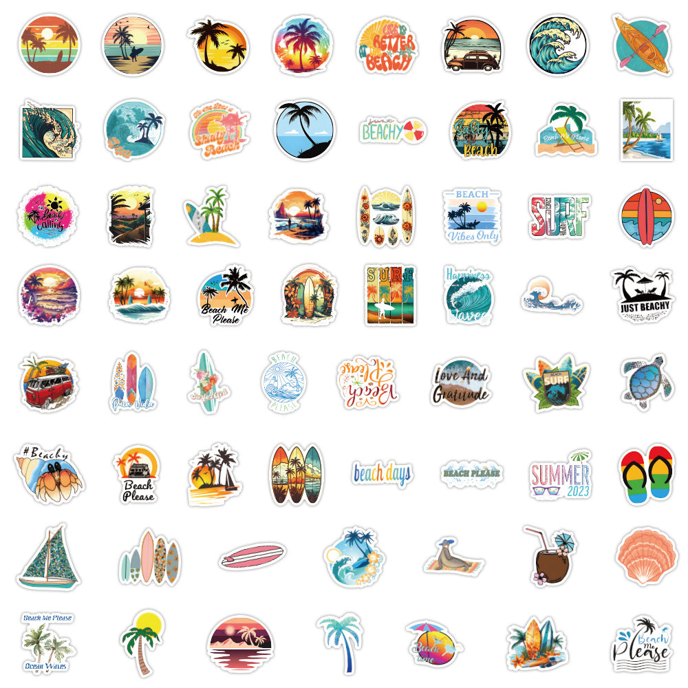 120pcs Beach Summer Travel Aesthetics Sticker Pack Funny Vinyl Waterproof