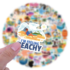 120pcs Beach Summer Travel Aesthetics Sticker Pack Funny Vinyl Waterproof