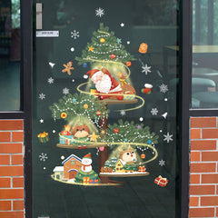 Christmas Decoration Stickers Snowman Wreath Xmas Year Door Wall Decor