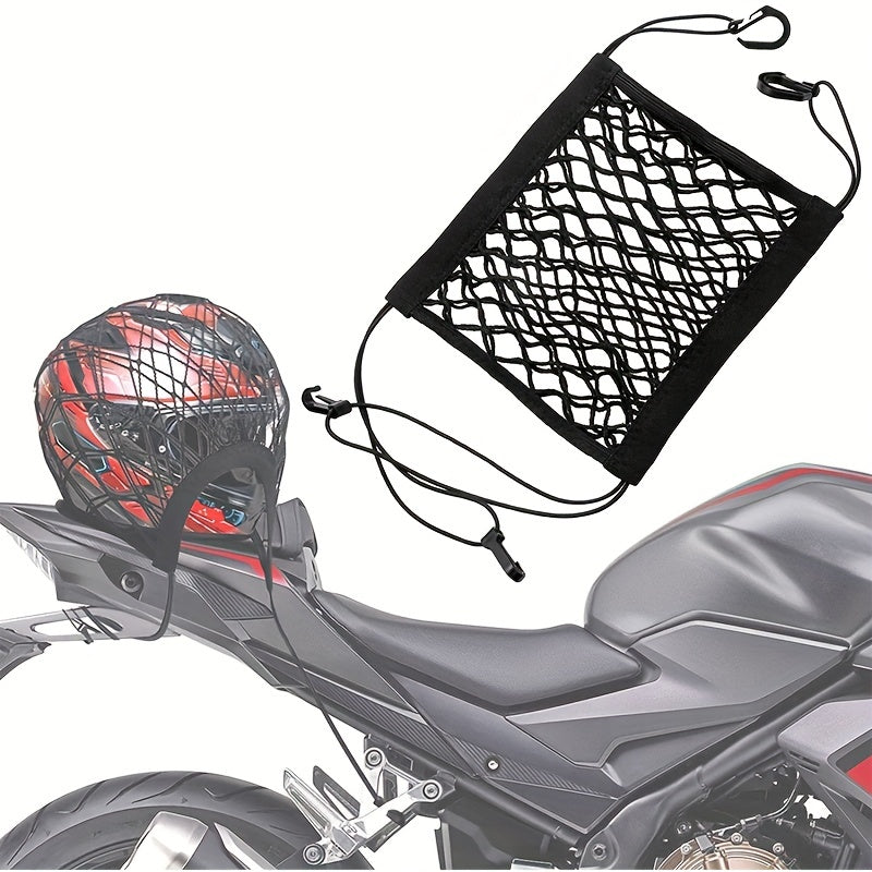 Motorcycle Helmet Storage Elastic Bungee Net with 4 Hooks