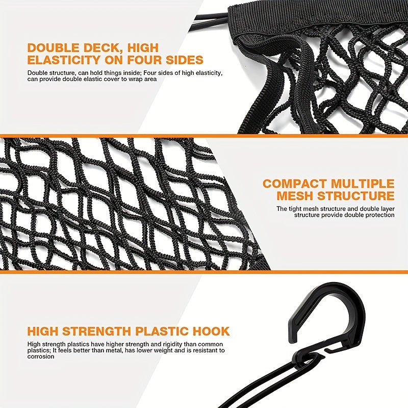 Motorcycle Helmet Storage Elastic Bungee Net with 4 Hooks