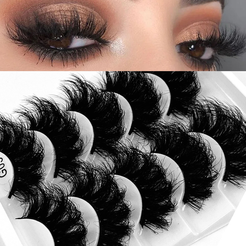 5 Pairs Faux Mink Eyelashes Long Lasting Fluffy Thick Long