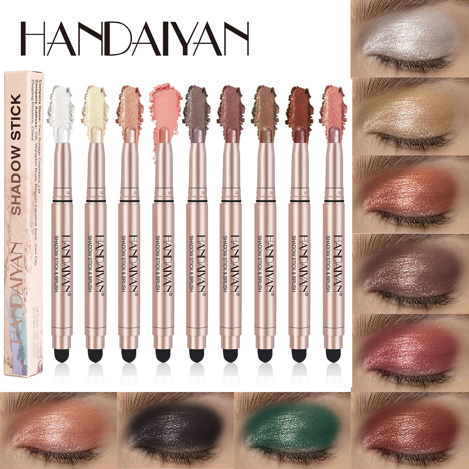 12 Colors Eyeshadow Stick Waterproof Shimmer Glitter Pearly Eyeshadow Pencil