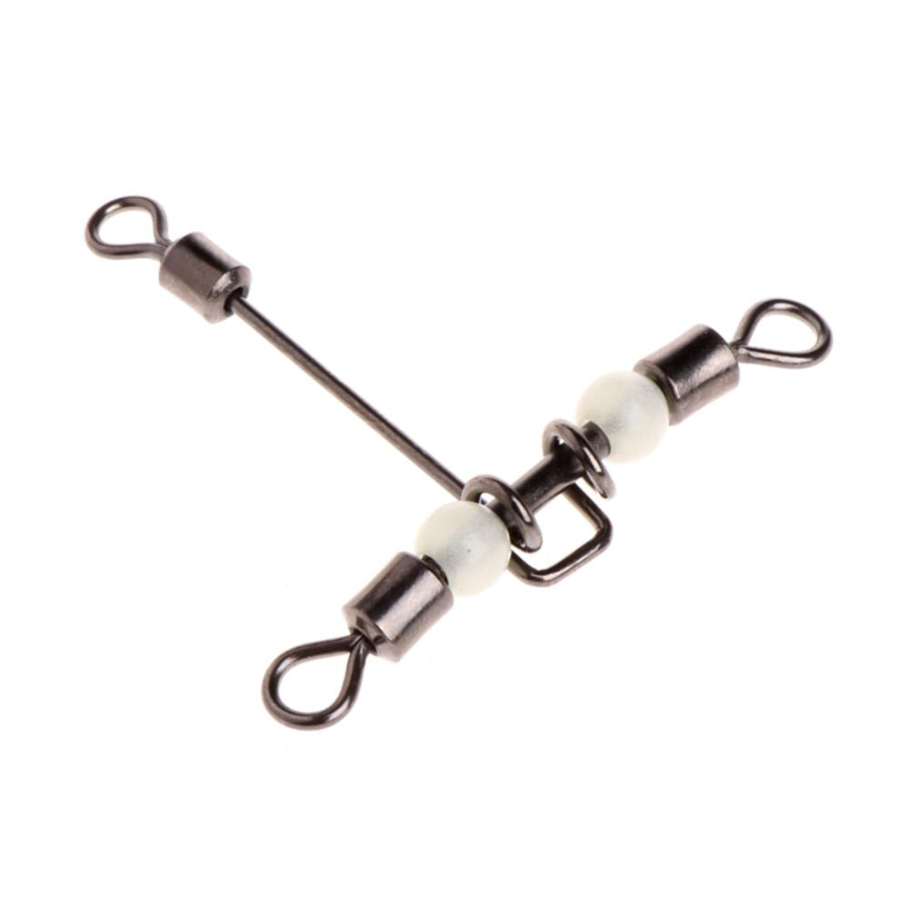 5pcs T Shape 3 Way Fishing Swivels with Luminous Beads