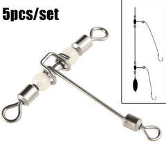 5pcs T Shape 3 Way Fishing Swivels with Luminous Beads