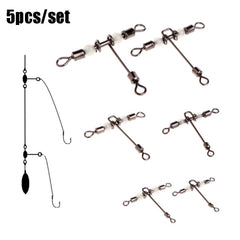 5pcs T Shape 3 Way Fishing Swivels with Luminous Beads